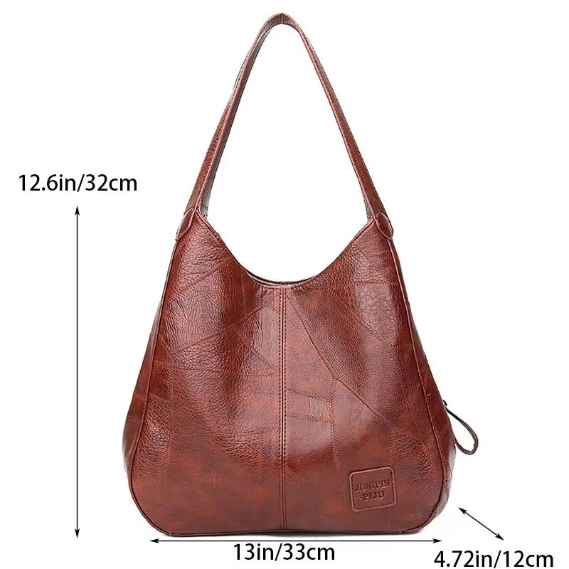 Vintage Women'S Bag Leather Large Capacity Marble Grain Women'S Shoulder Bag Daily Commuter Handbag Shopping