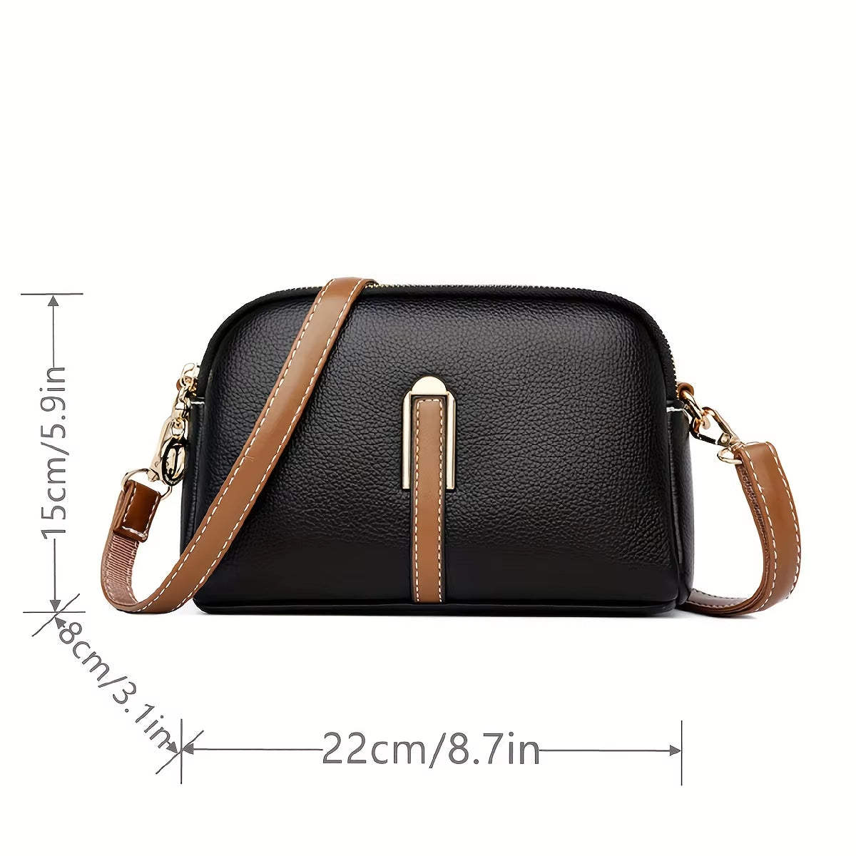 Women'S Bag Retro Lychee Embossed Crossbody Bag Fashion Simple Retro PU Leather Shoulder Bag Shell Bag