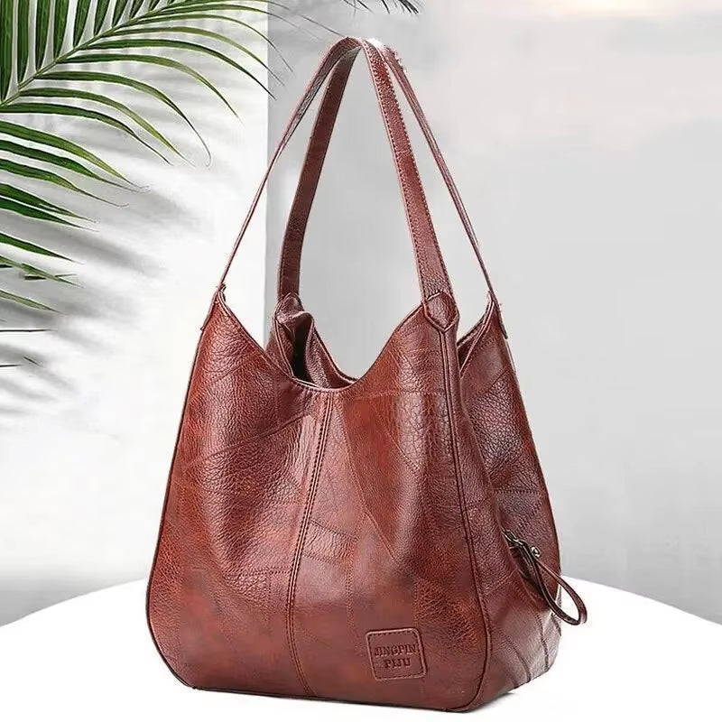 Vintage Women'S Bag Leather Large Capacity Marble Grain Women'S Shoulder Bag Daily Commuter Handbag Shopping