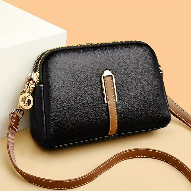 Women'S Bag Retro Lychee Embossed Crossbody Bag Fashion Simple Retro PU Leather Shoulder Bag Shell Bag