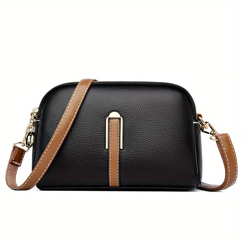 Women'S Bag Retro Lychee Embossed Crossbody Bag Fashion Simple Retro PU Leather Shoulder Bag Shell Bag