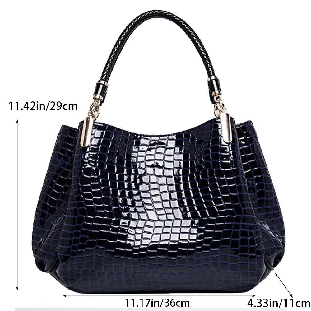 Large Capacity Crocodile Print Tote Bag for Women – Ideal for Daily Commute and Shopping