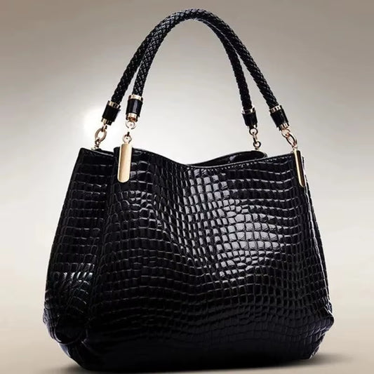 Large Capacity Crocodile Print Tote Bag for Women – Ideal for Daily Commute and Shopping