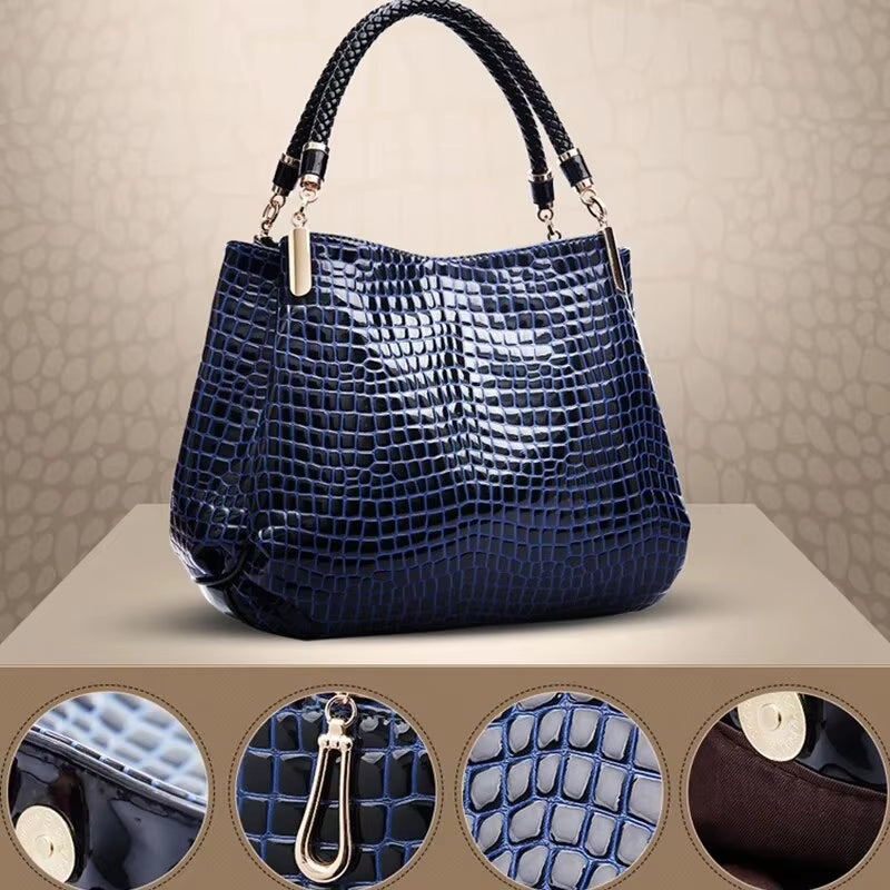 Large Capacity Crocodile Print Tote Bag for Women – Ideal for Daily Commute and Shopping